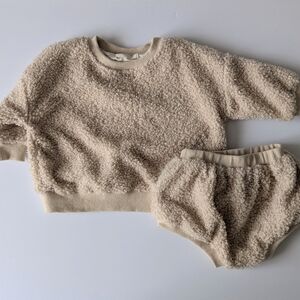 Rust + Rubies Cream Sherpa Boucle Sweater + Bloomers Set
